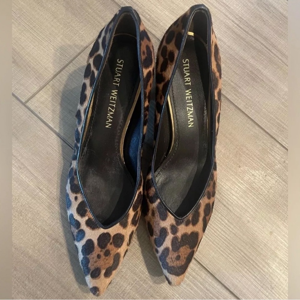 Stuart Weitzman leopard print sweetheart pointy toe heels size 8